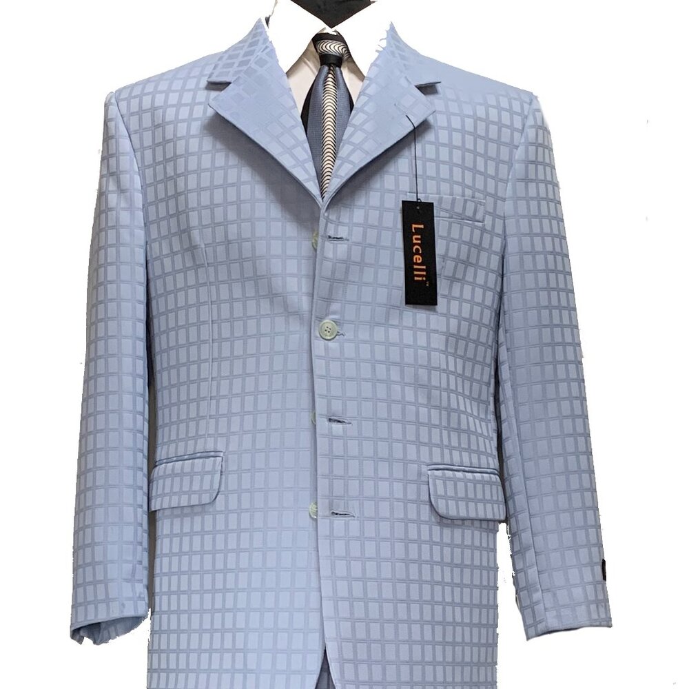 LUCELLI 2 PIECE MEN'S SUIT HIGH QUALITY ITALIAN SUPERIOR POLYESTER 4B WOOL TOUCH